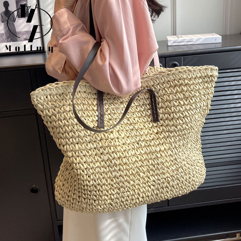 Bolsos de mano de paja tejida, - Luxury Bags Tote reseña y precio